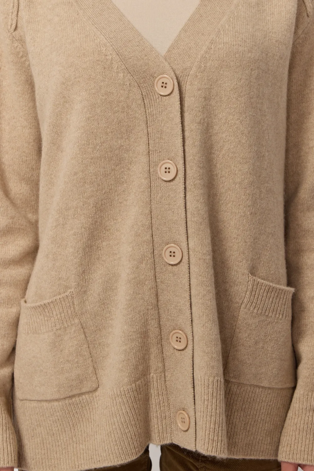acquaverde Oversize Col V cardigan beige lana