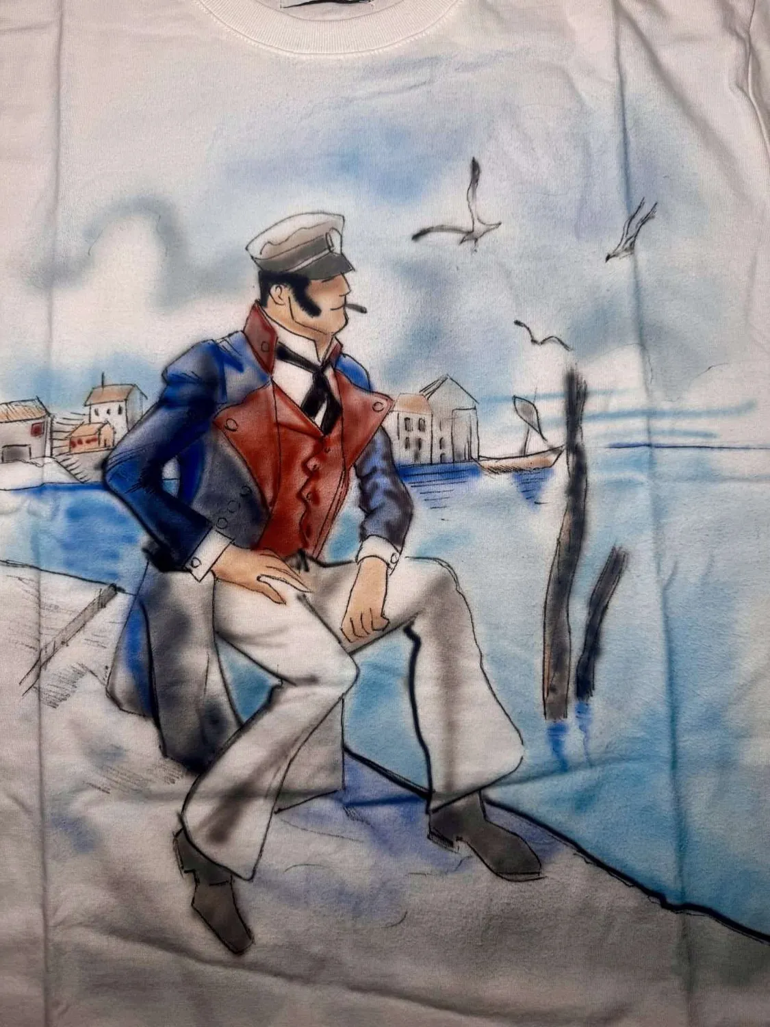Never Say Never Corto Maltese t-shirt dipinta a mano