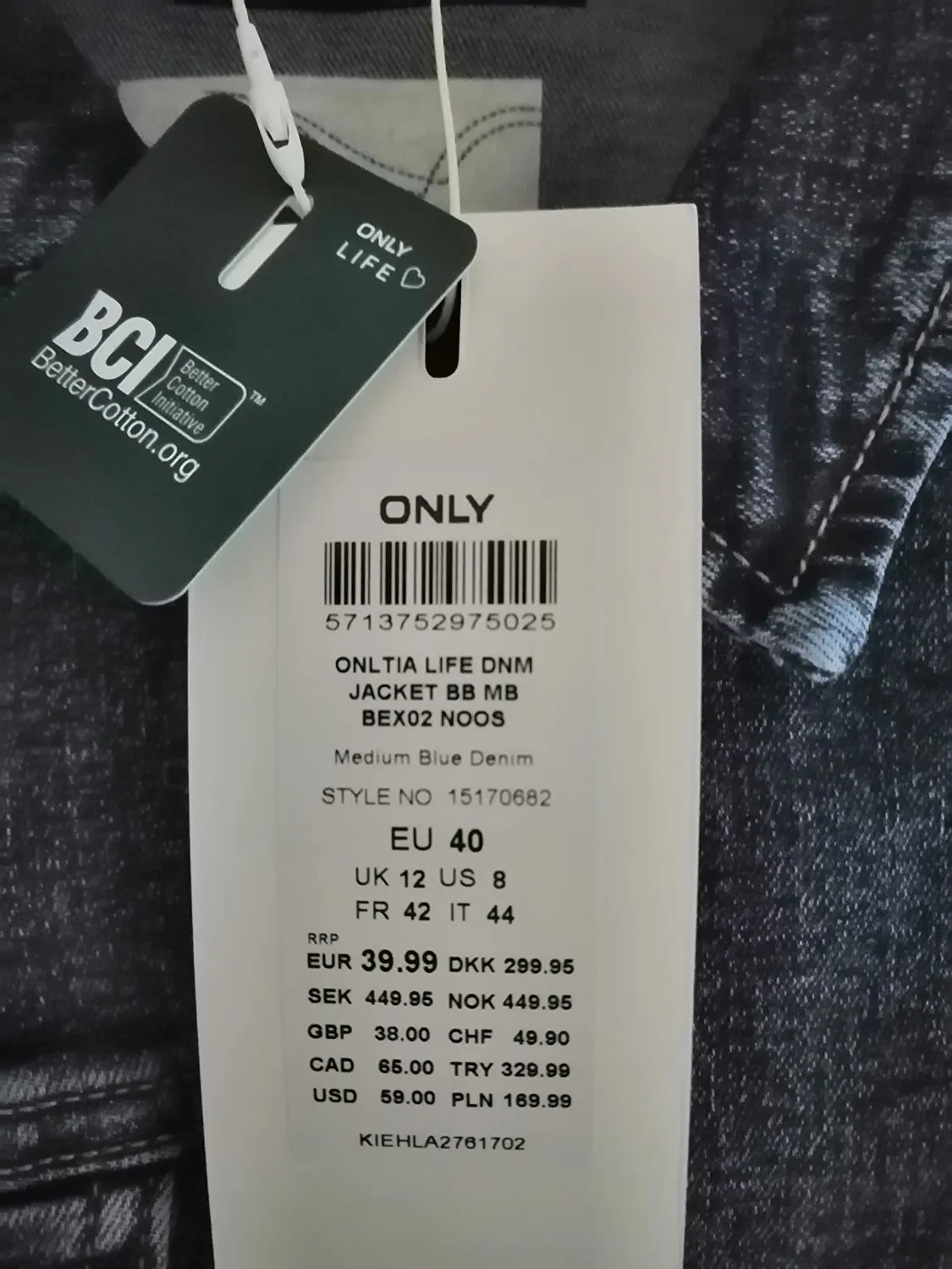 Only Tia giacca jeans donna blu cotone elasticizzato bottoni