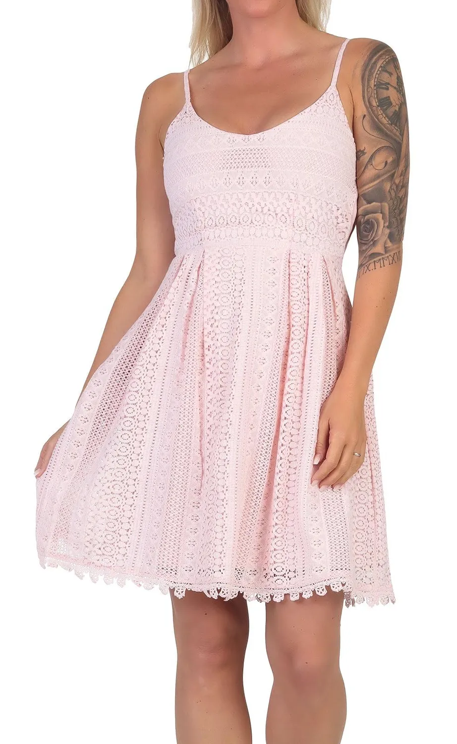 ONLY Onlhelena Vestito Corto Donna 44 Pizzo Lilla