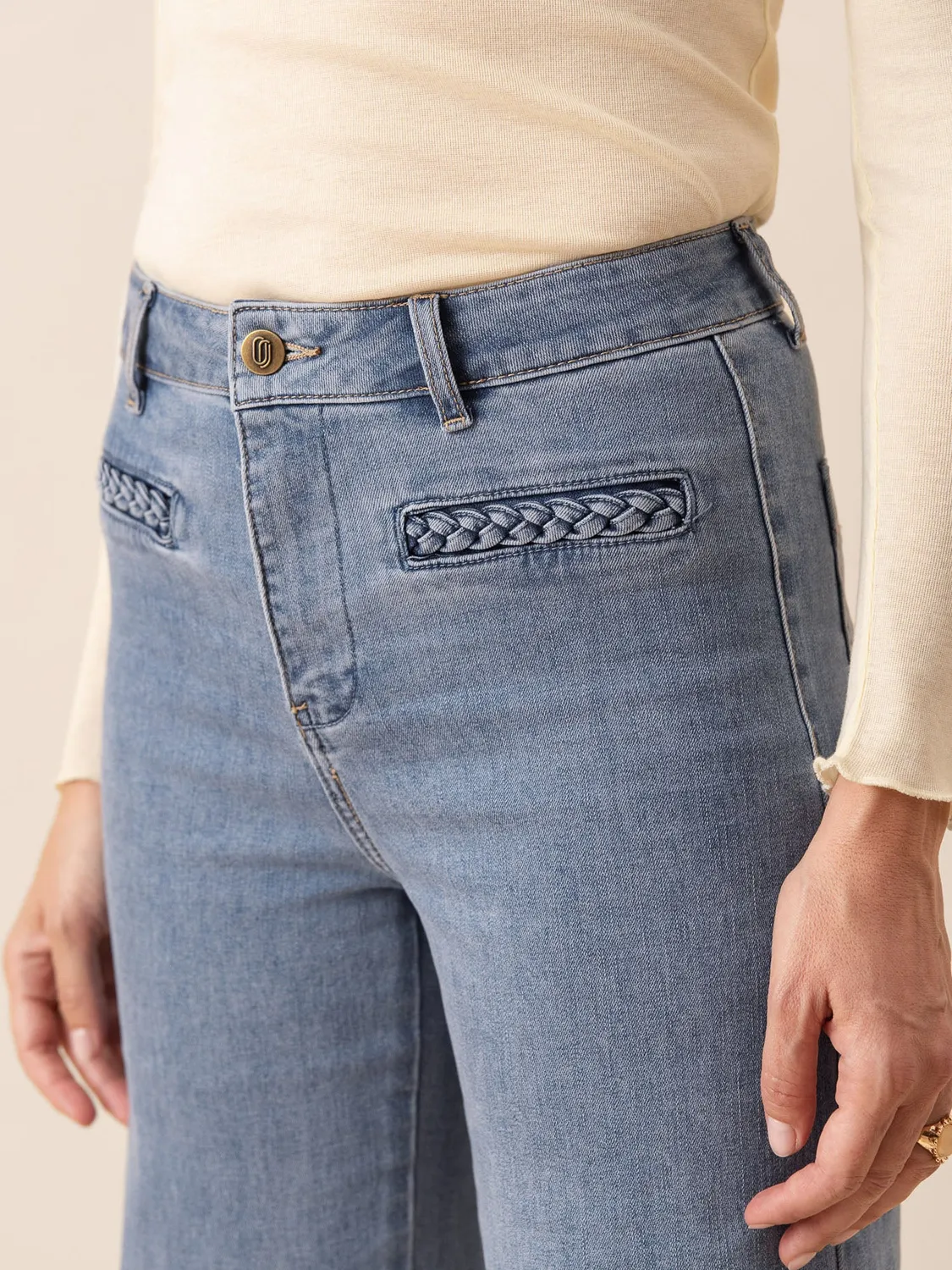 Oraije Fiona jeans flare azzurro cotone