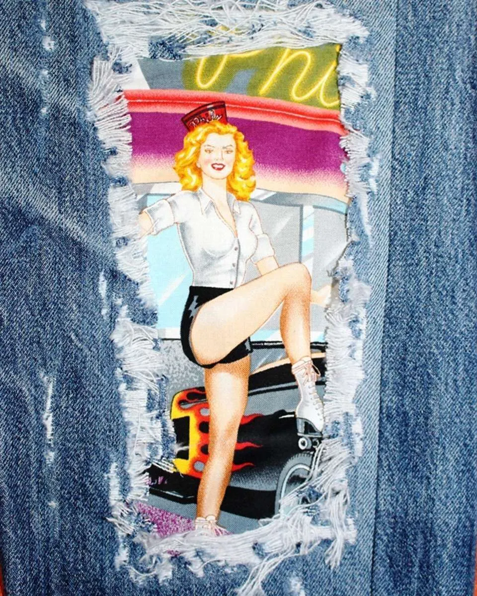Never Say Never Levi's Vintage Pin Up Anni 60 Jeans Tessuto Custom