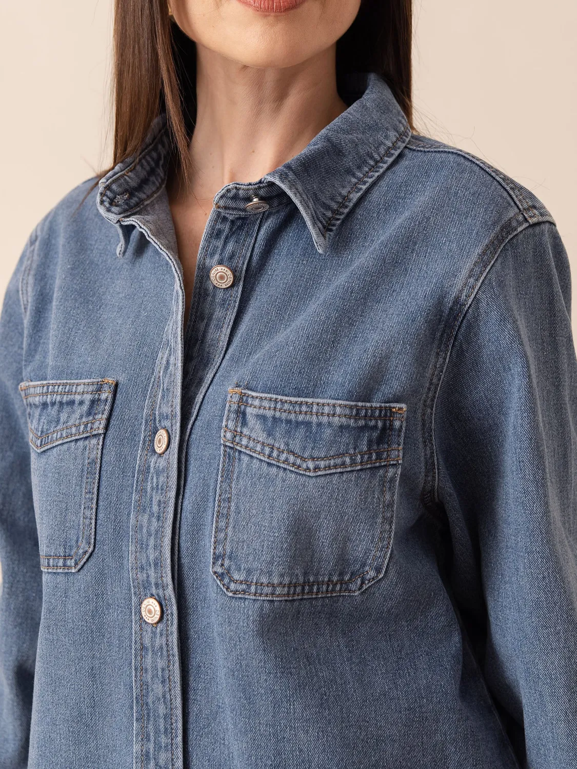 Oraije Cheri camicia giacca denim blu stone