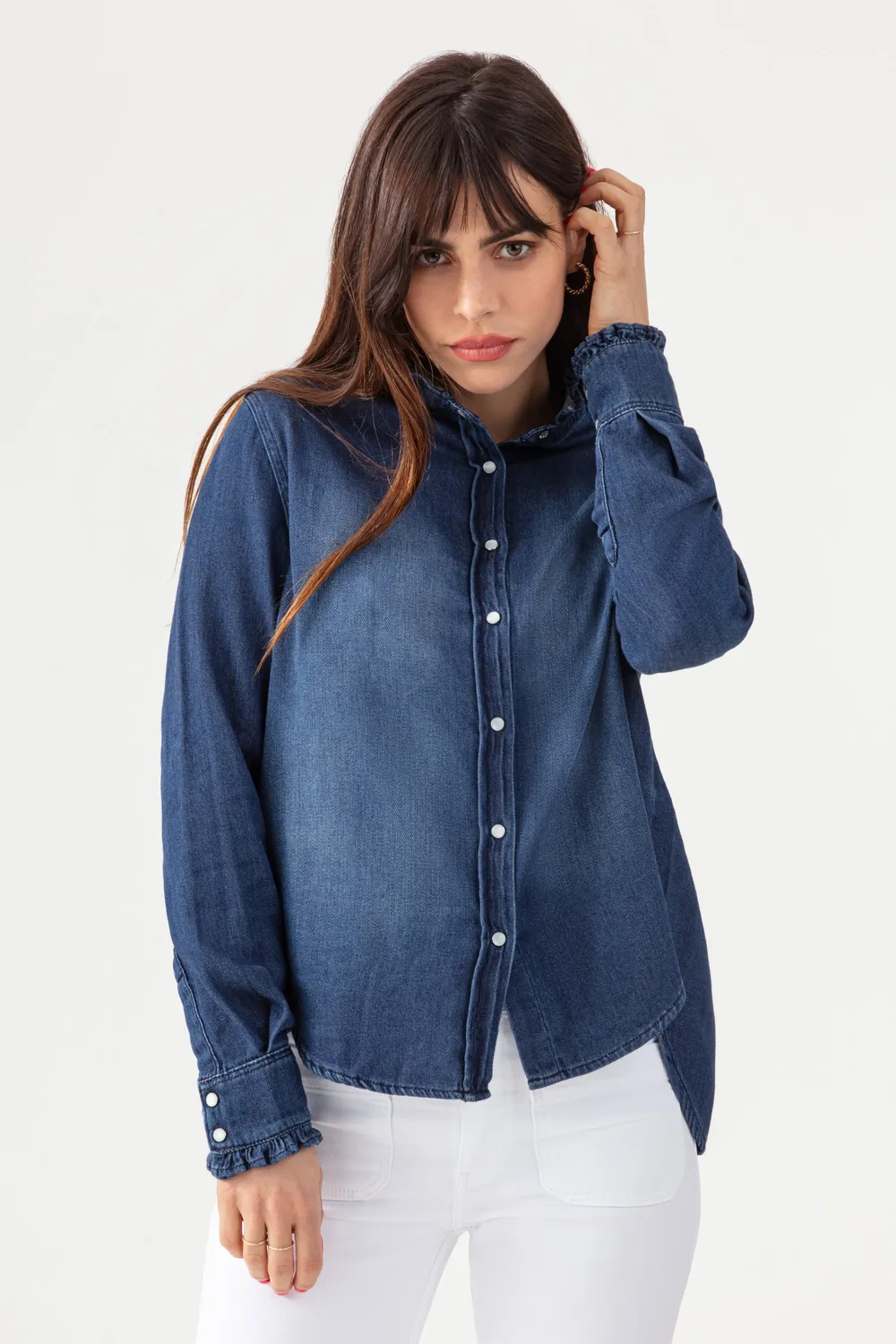 Acquaverde Gaby Camicia jeans Hand Brushed