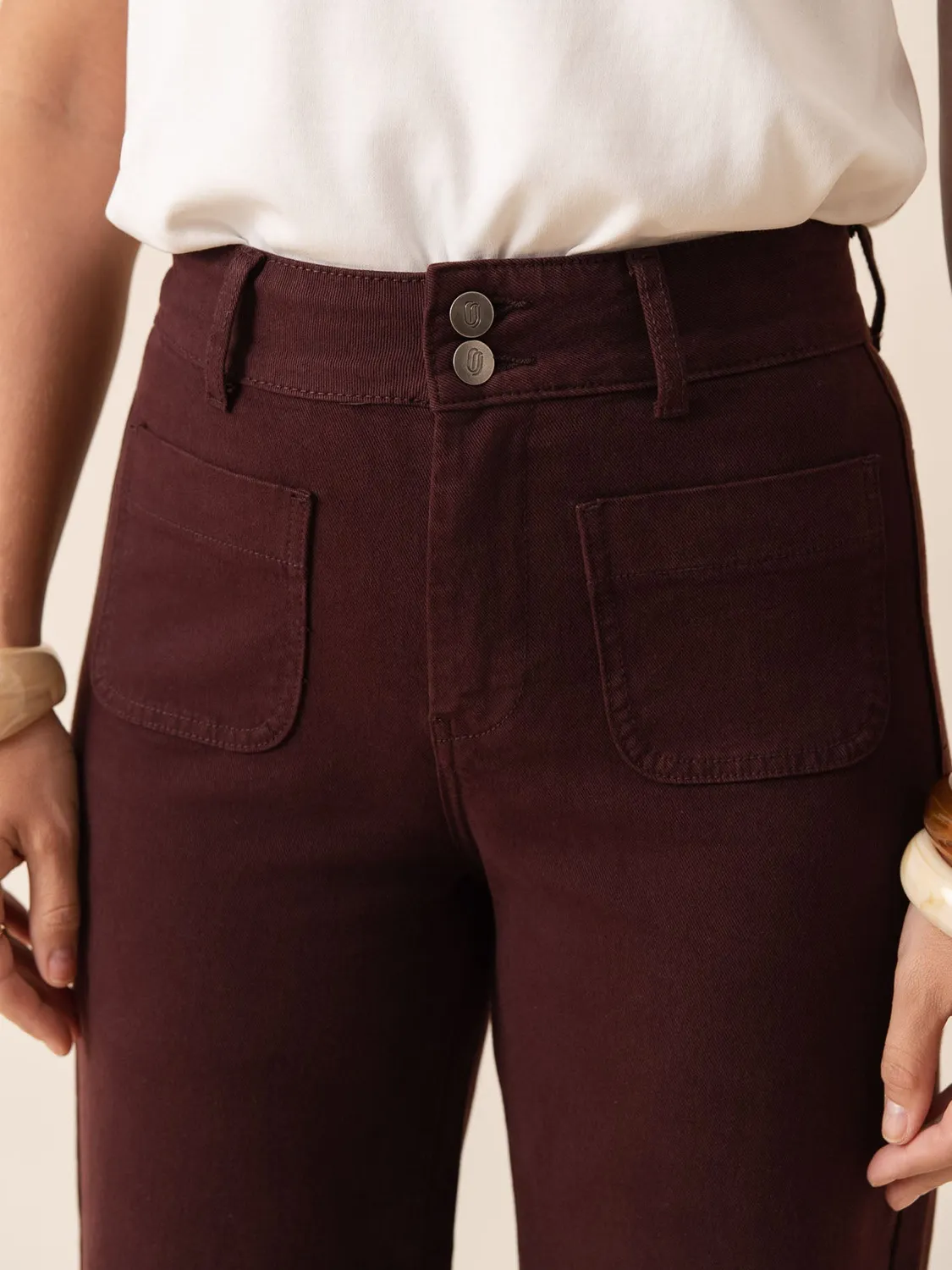 Oraije Elenette jeans flare bordeaux gamba larga