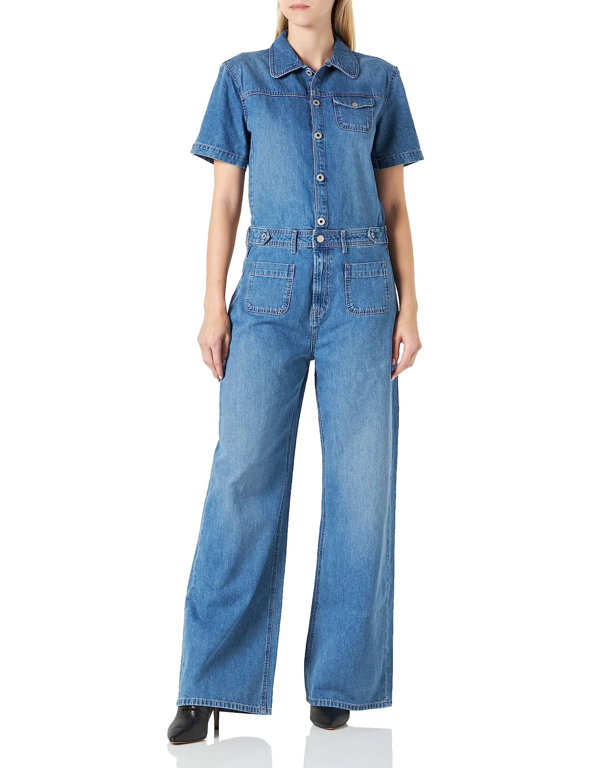 Pepe Jeans Evelyn salopette donna blu denim felpa