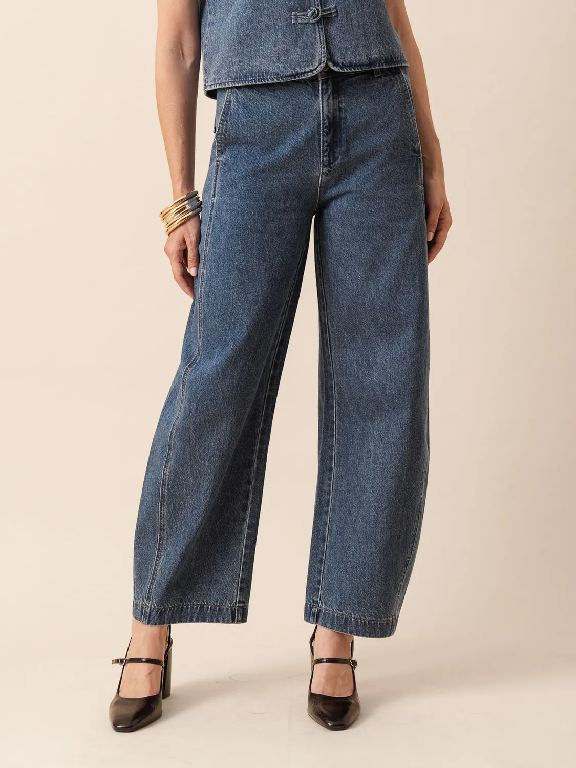 Oraije Barry jeans barrel blu stone cotone