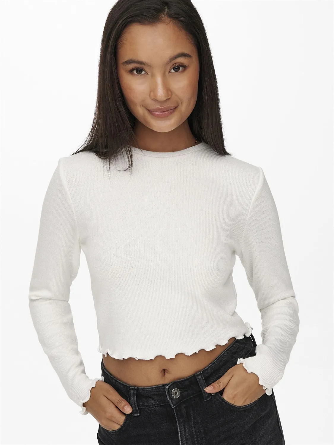Only Onlkitty Top Cropped Donna L Maniche Lunghe Jersey
