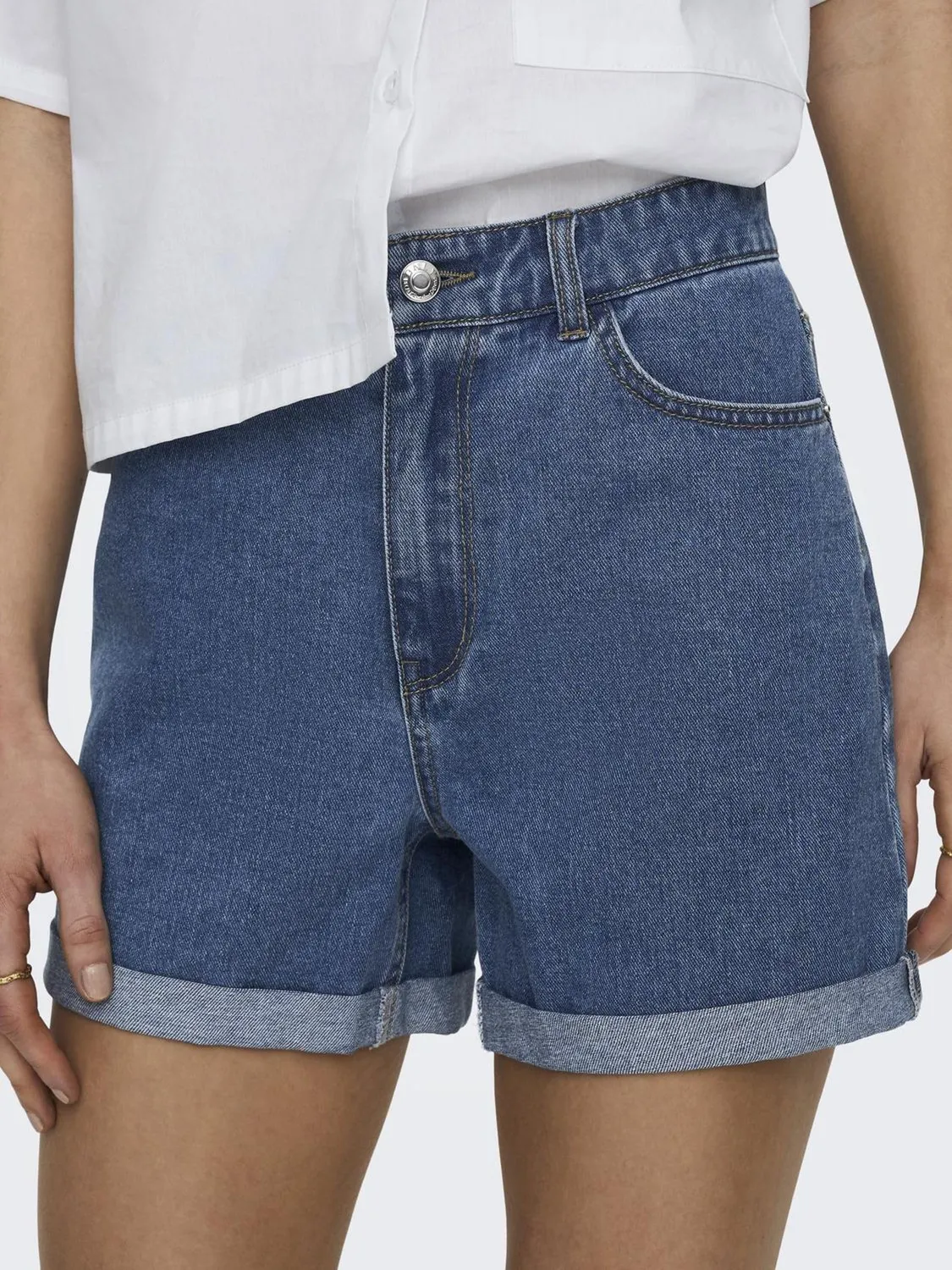 ONLY Onlvega High Waist shorts donna Medium Blue Denim