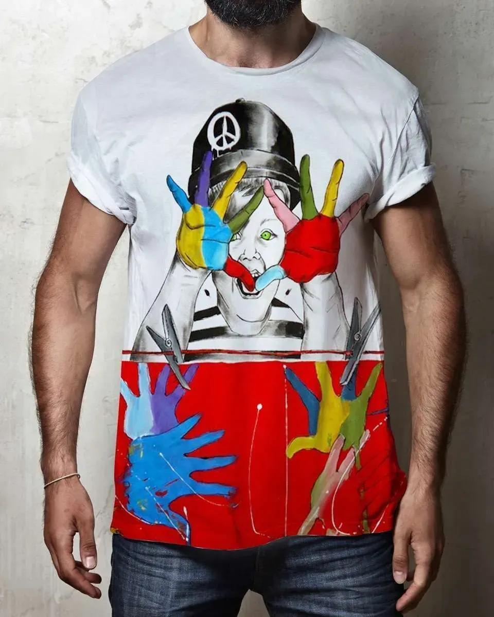 Never Say Never Bambino t-shirt dipinta tessuto fantasia