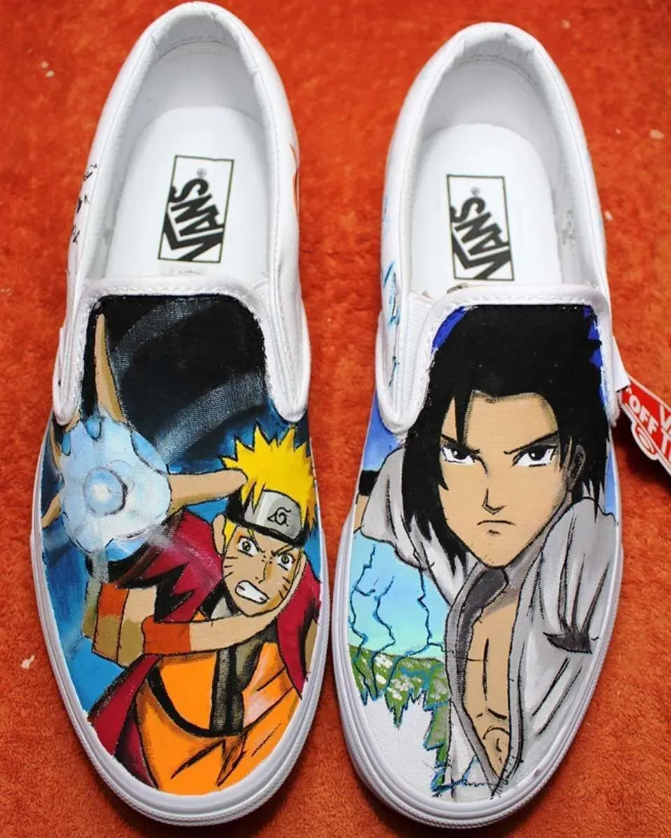 Vans Slip-On sneakers dipinte a mano Naruto Sasuke