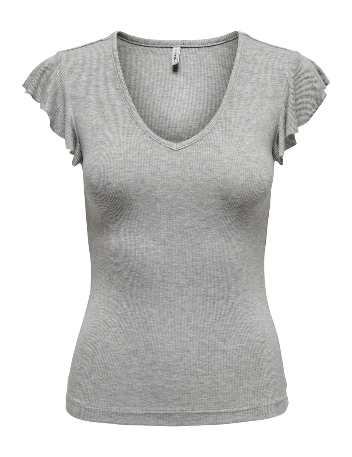 Only Onlmay Life top donna nero scollo V con volant