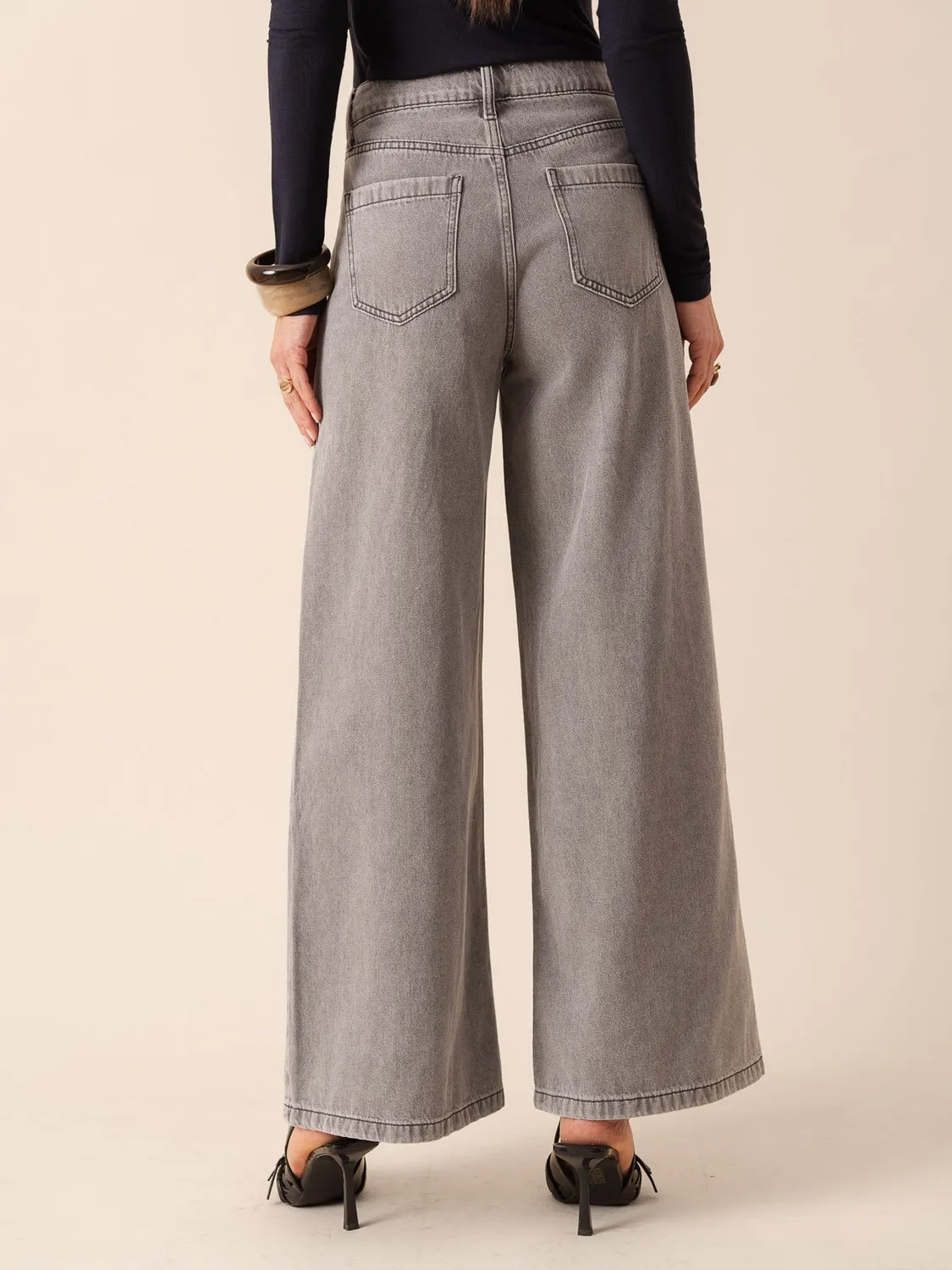 Oraije Giovani jeans palazzo grigio chiaro regular