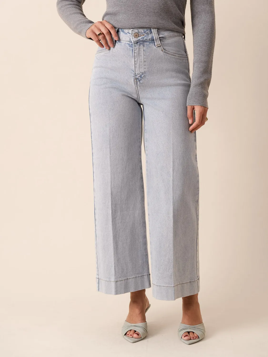 Oraije Basile jeans wide azzurro piega push-up