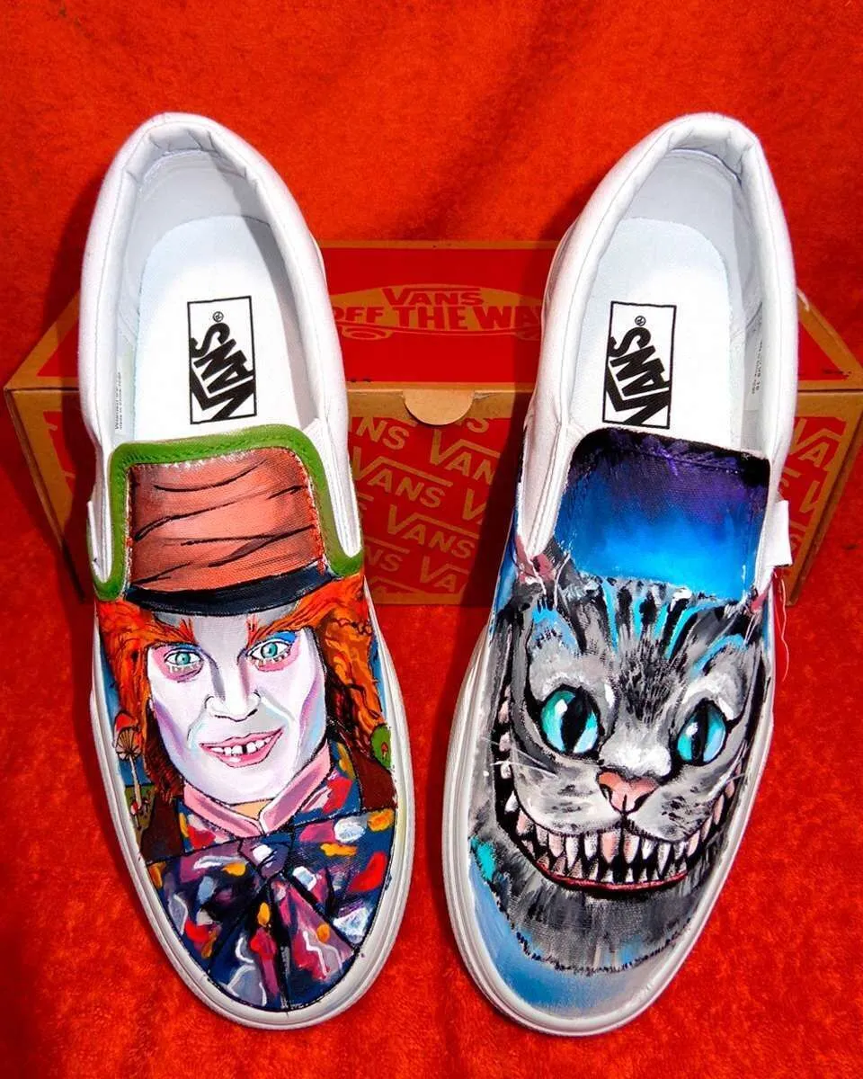 Never Say Never Vans Slip-On Alice Cappellaio dipinte a mano