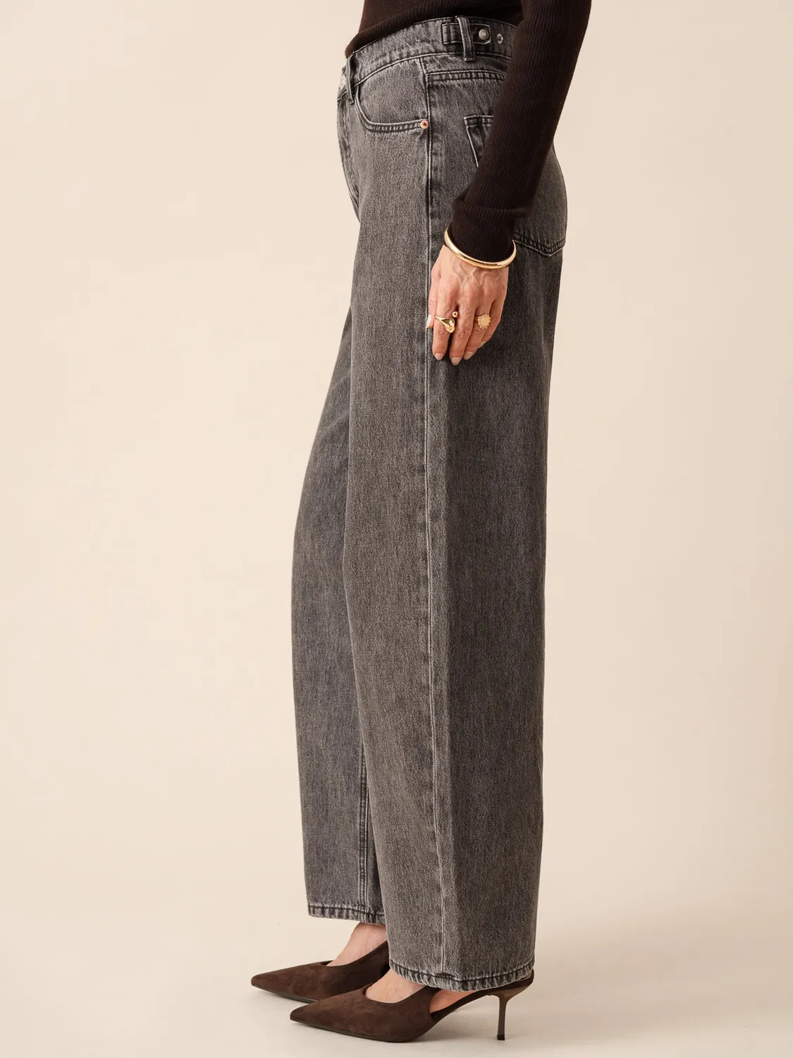 Oraije Brune jeans barrel grigio cotone