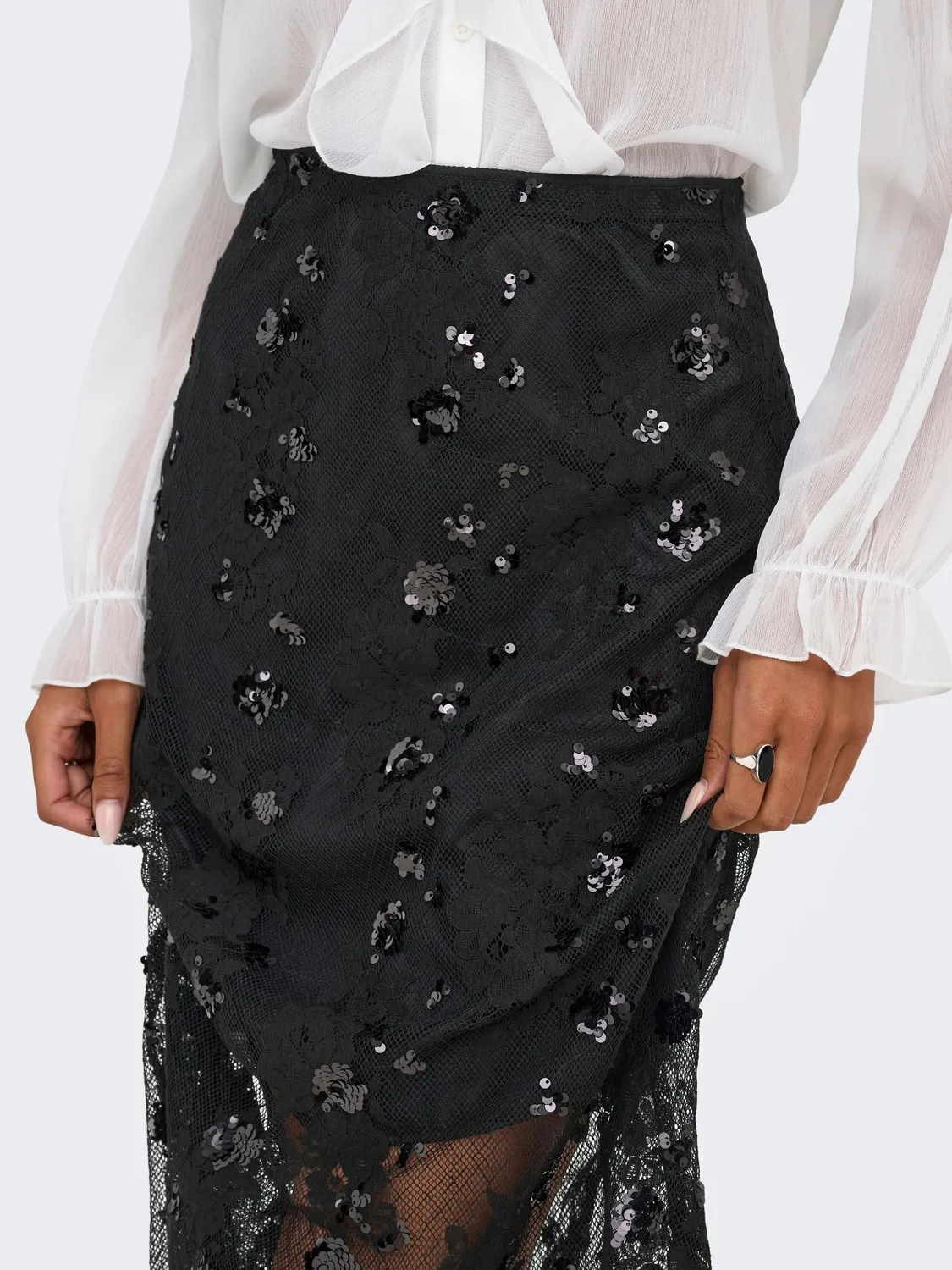 ONLY Onlsinna MW Lace top L nero pizzo