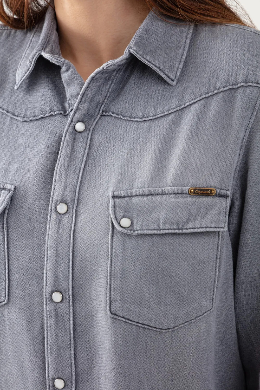 acquaverde Clyde Used Grey camicia western bottoni