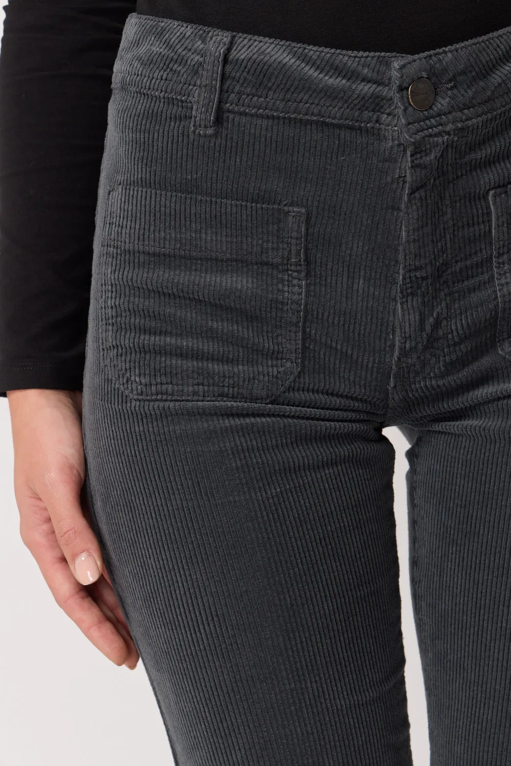Acquaverde Carlotta Pantaloni Velluto Antracite Cropped