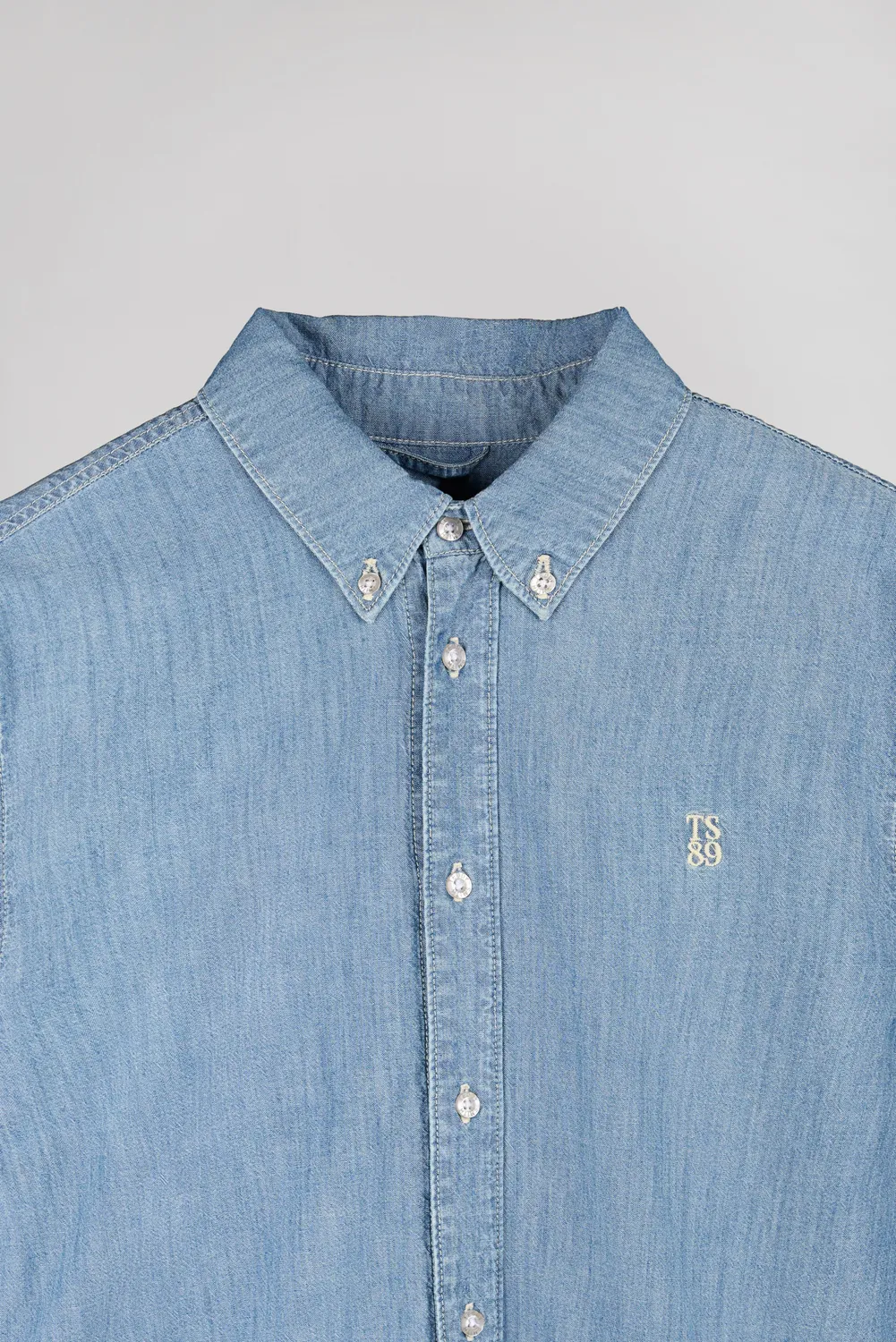 Teddy Smith C-Staner ML camicia chambray indigo chiaro uomo