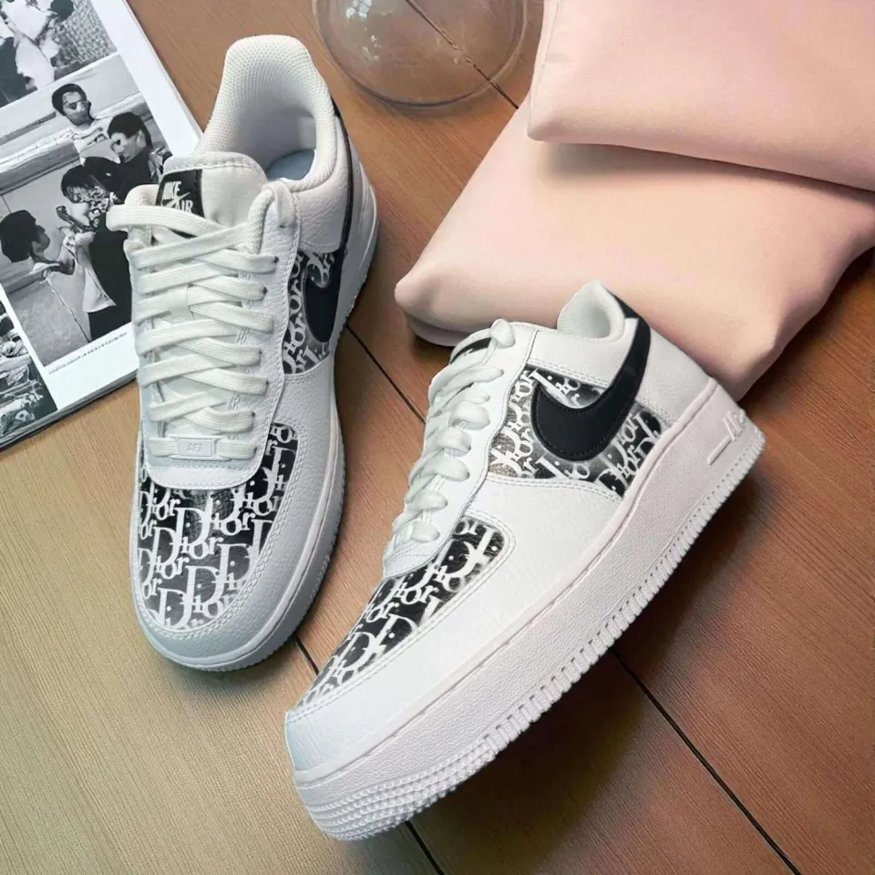 Nike Air Force 1 Dior sneakers dipinte a mano swoosh nero