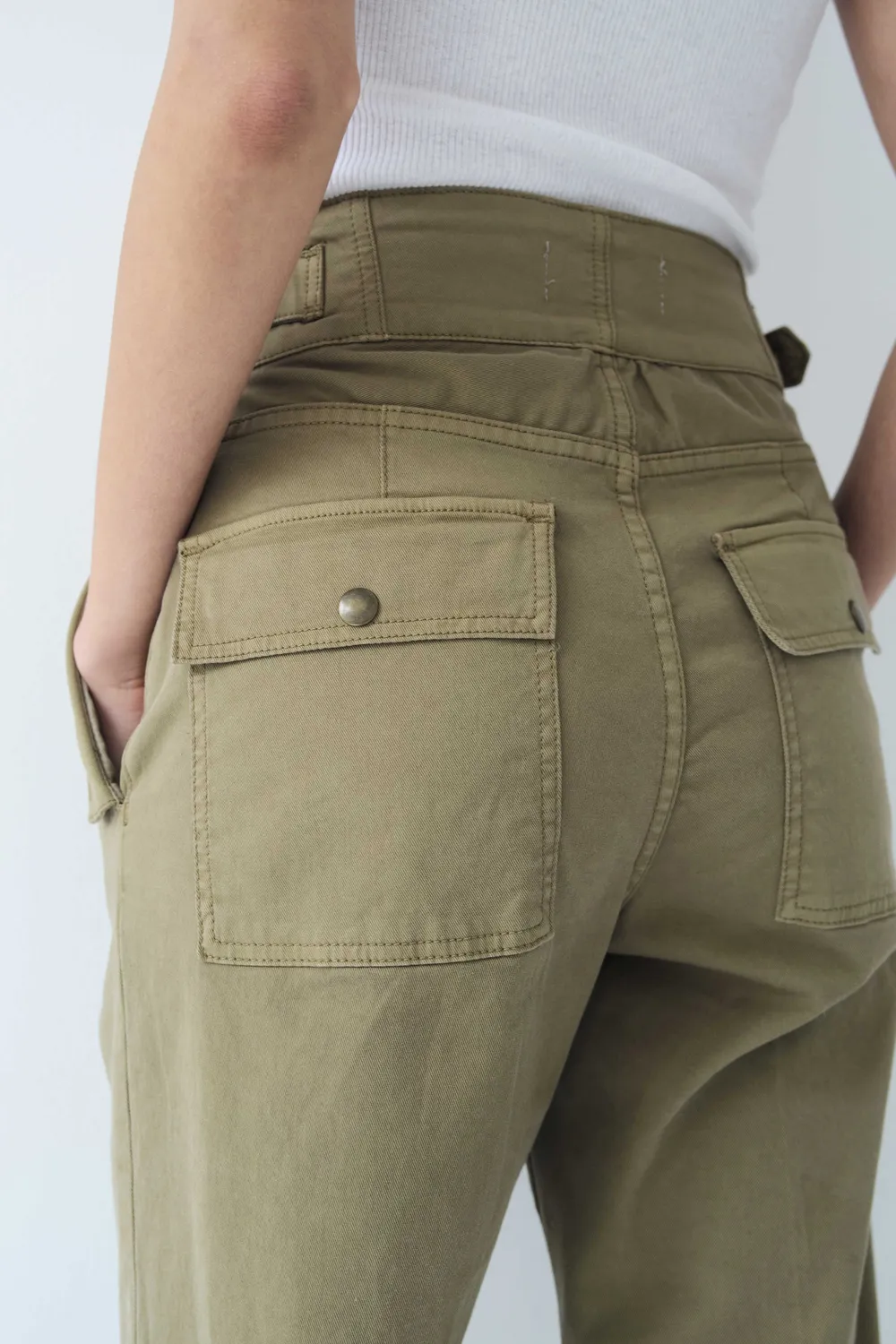 acquaverde Harbor pantaloni New Army vita alta