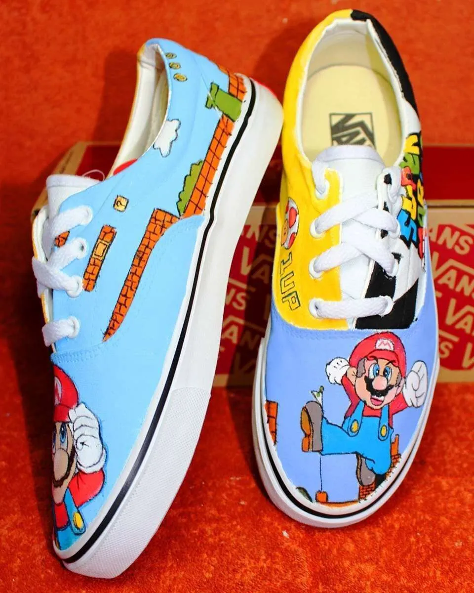 Never Say Never Slip-On Super Mario Bros vans dipinte