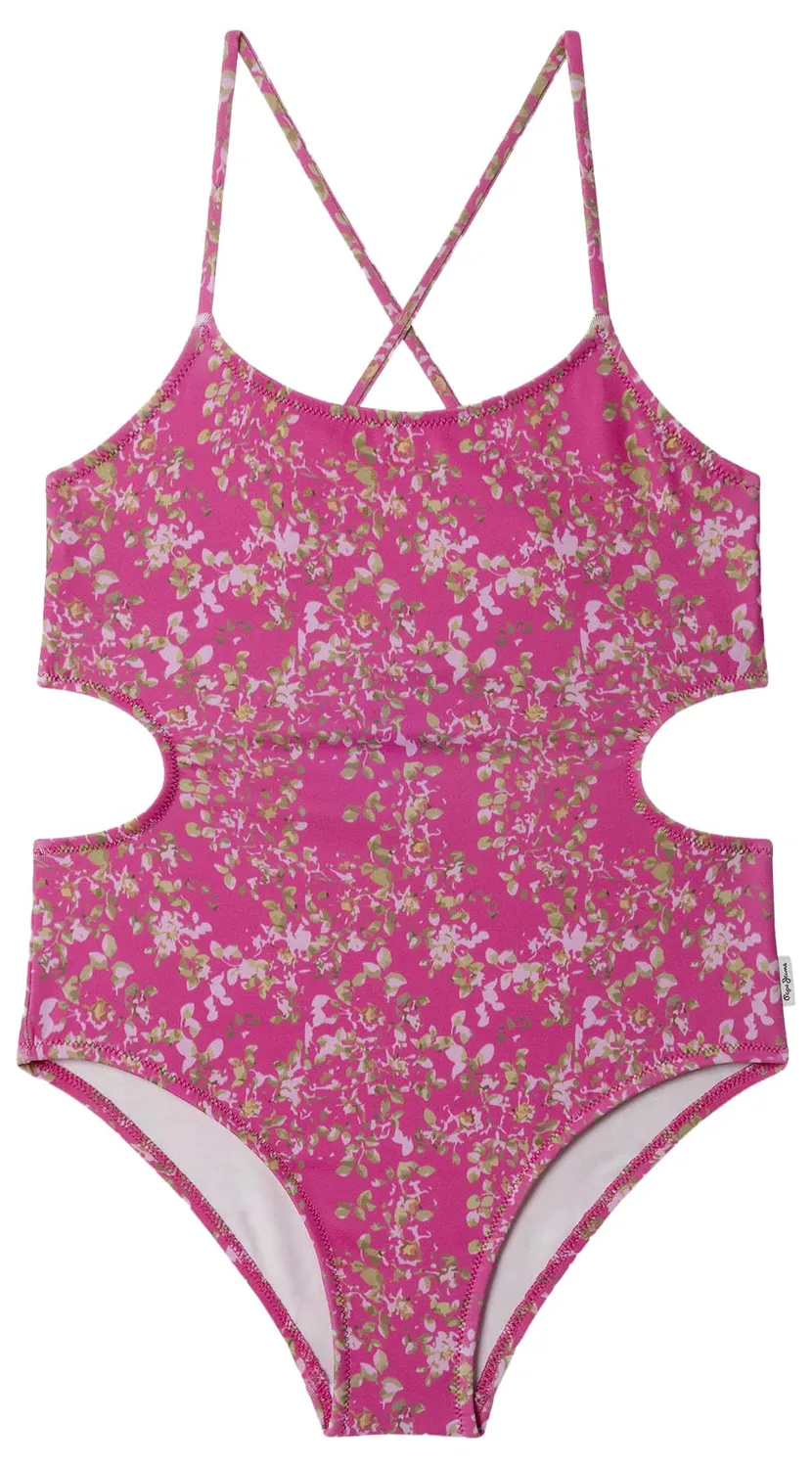 Pepe Jeans Ditsy costume bambina 10 anni fucsia stampa