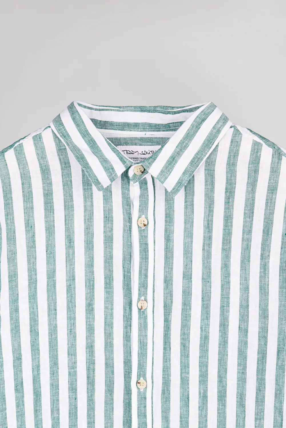Teddy Smith C-Linen Stripe camicia lino verde forest uomo