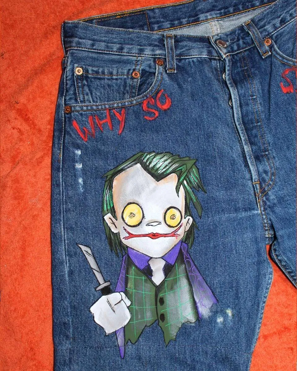 Never Say Never Bermuda Levi's Vintage Joker short jeans dipinto a mano