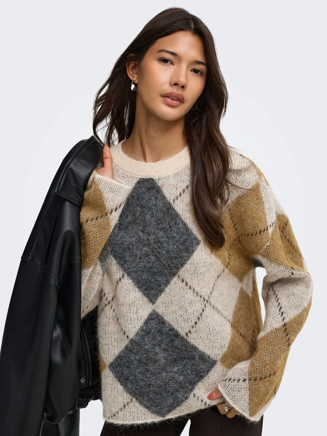 ONLY ONLNOEME pullover grigio spalle cadenti