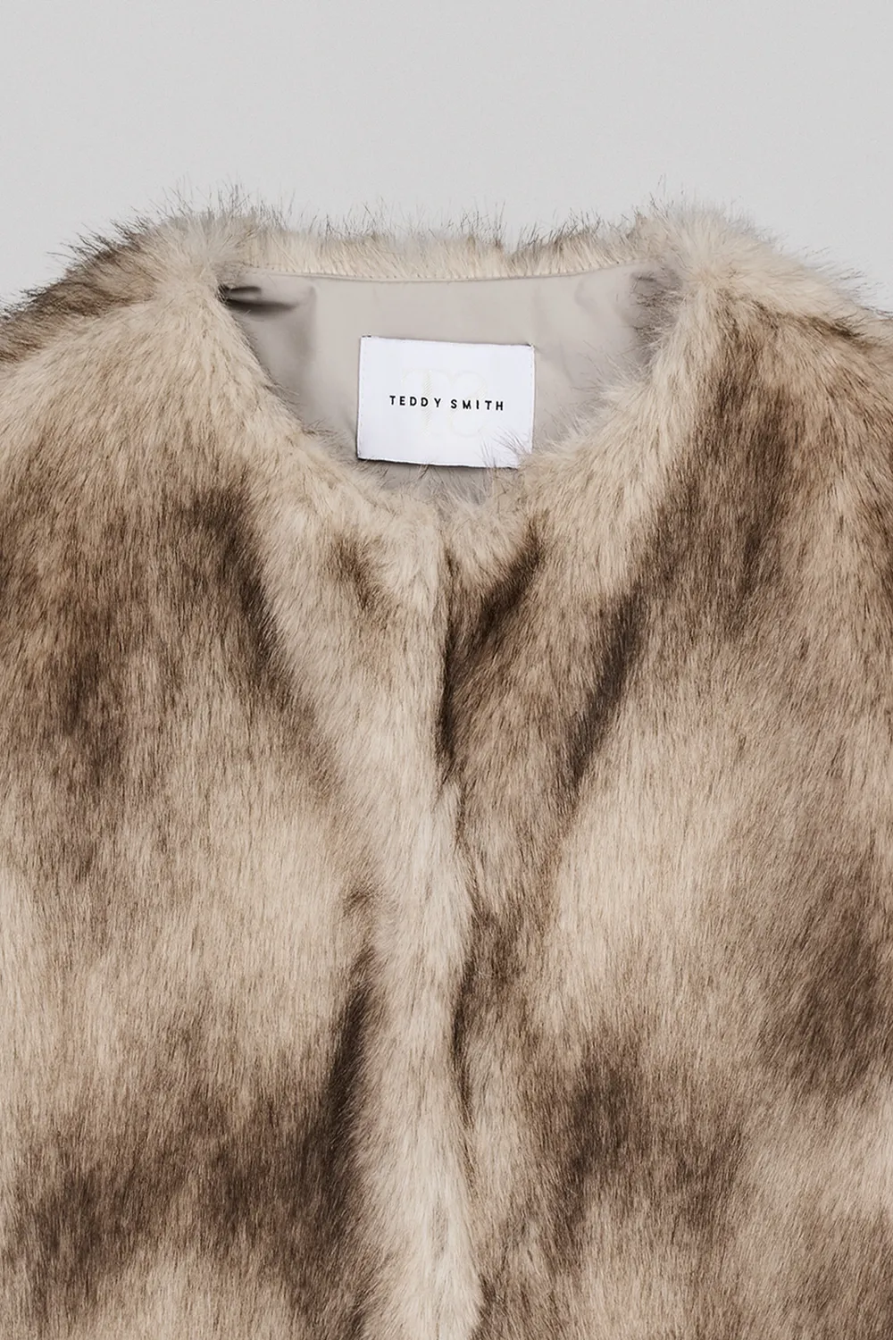 Teddy Smith M-Valou cappotto avorio pelliccia sintetica