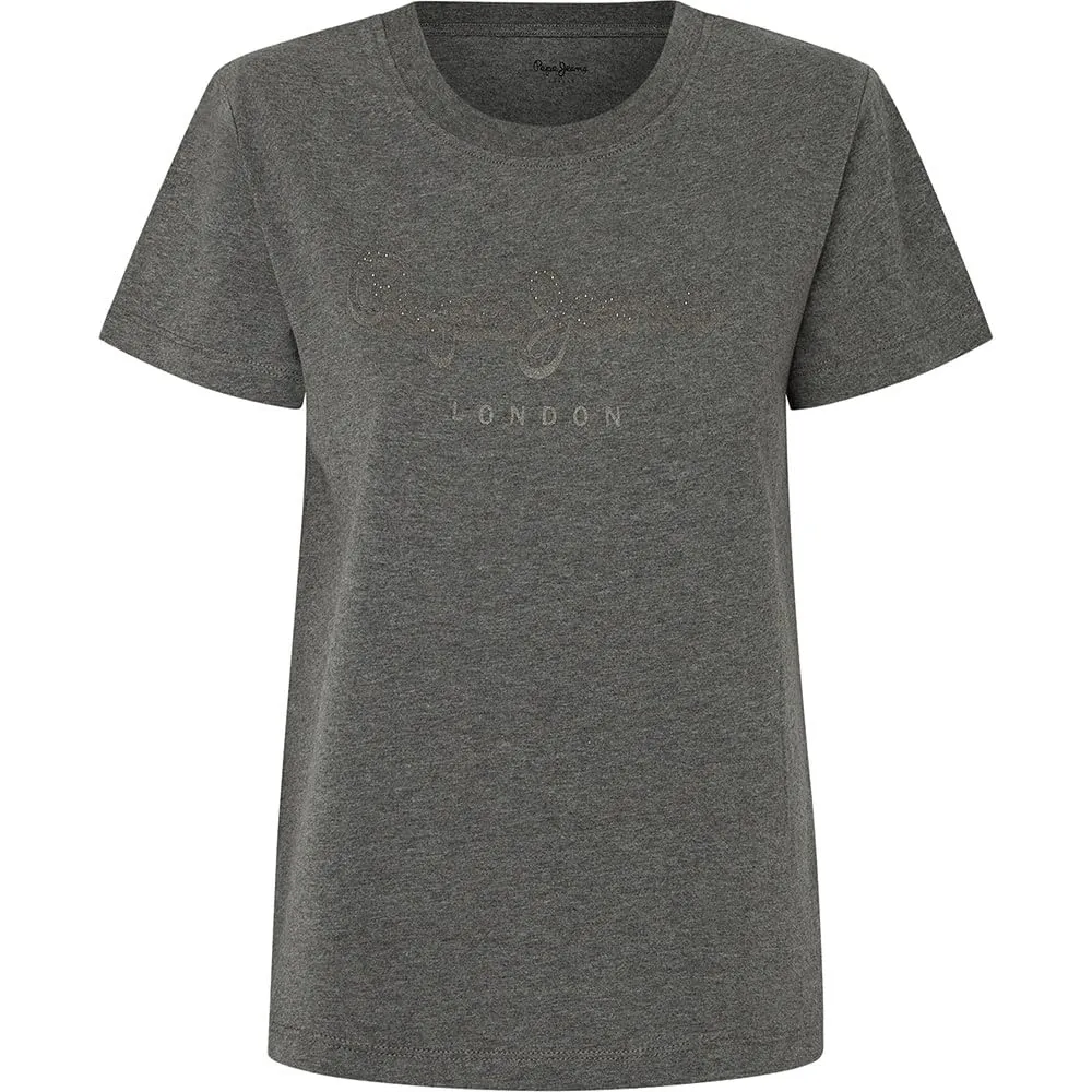 Pepe Jeans Gaia T-shirt donna M grigio regular fit strass