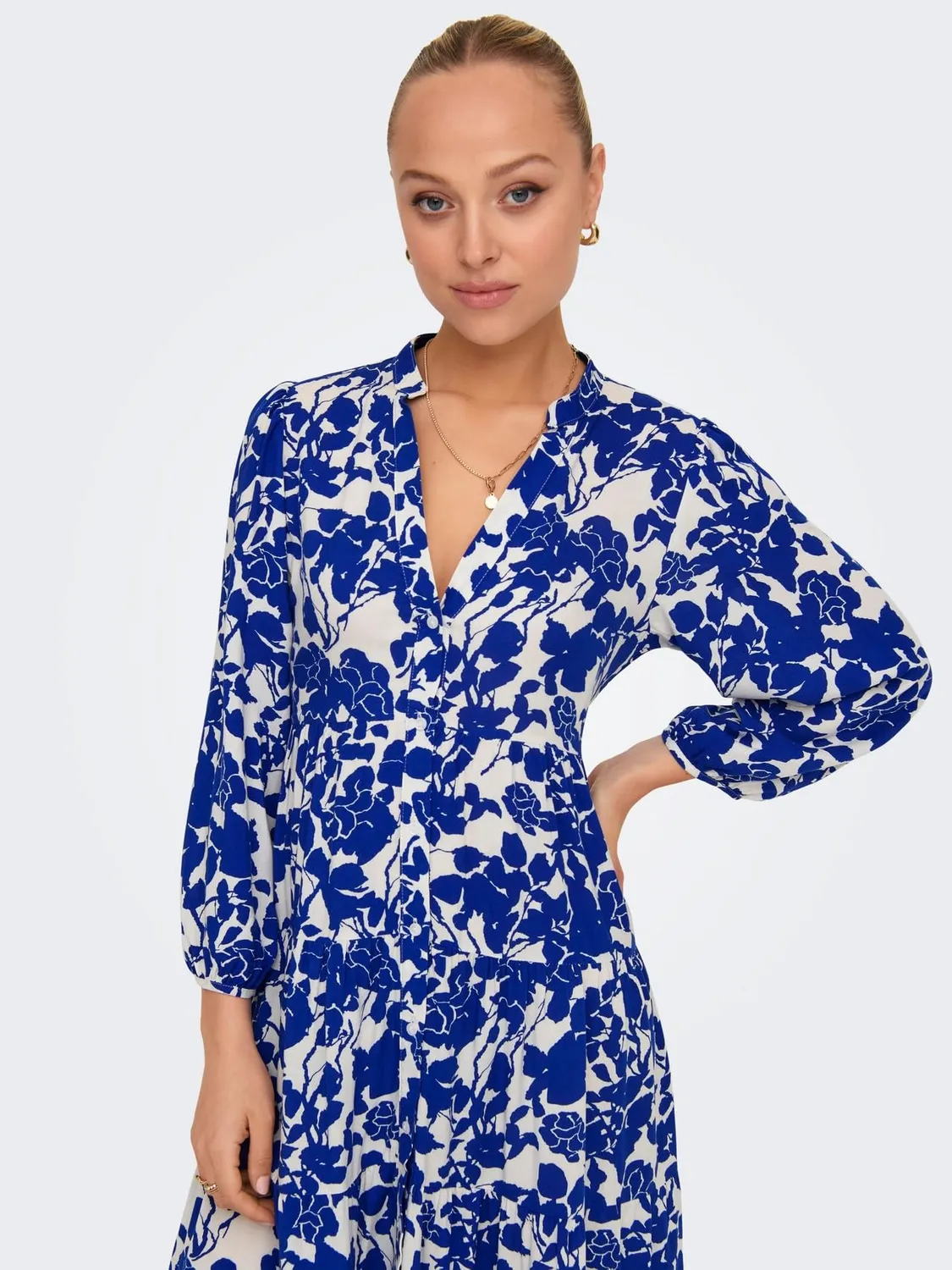 ONLY Onlmilana abito midi donna blu manica corta