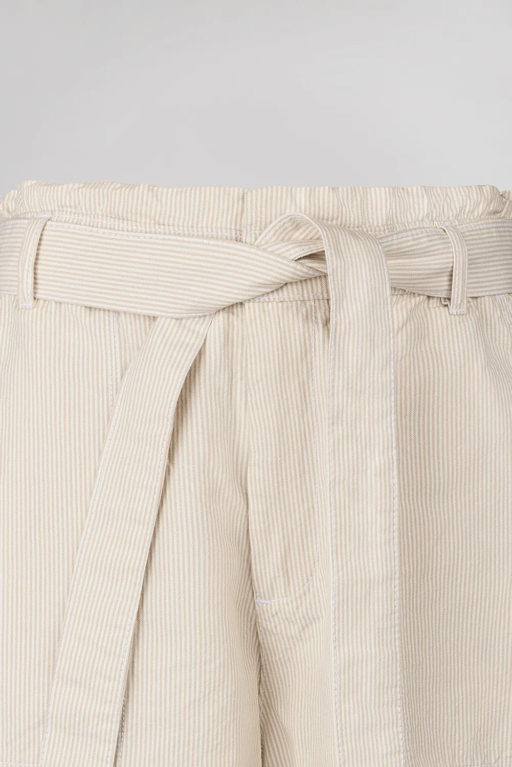 Teddy Smith S-Joy short donna grège righe lino paperbag