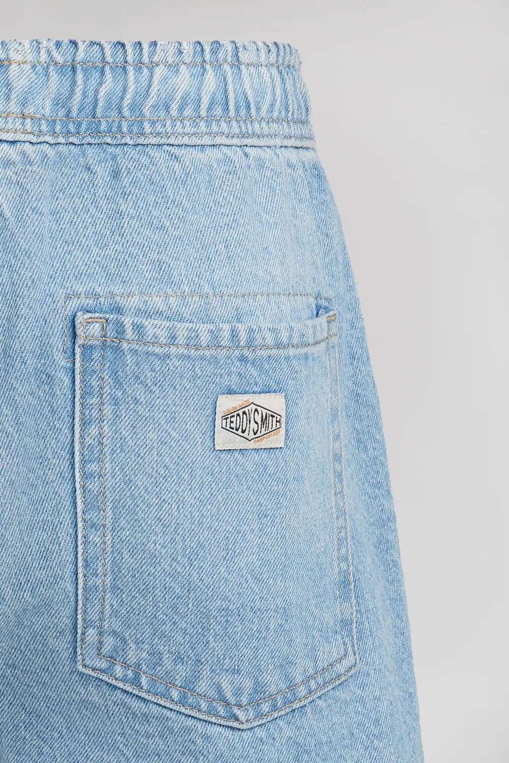 Teddy Smith S-Car shorts denim bambino indaco chiaro baggy lungo
