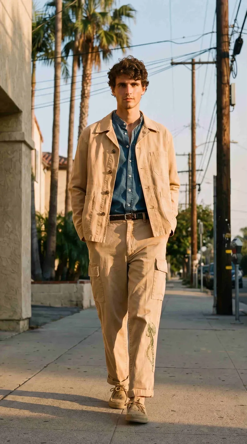 Mason's Detroit M74 overshirt uomo kaki cotone