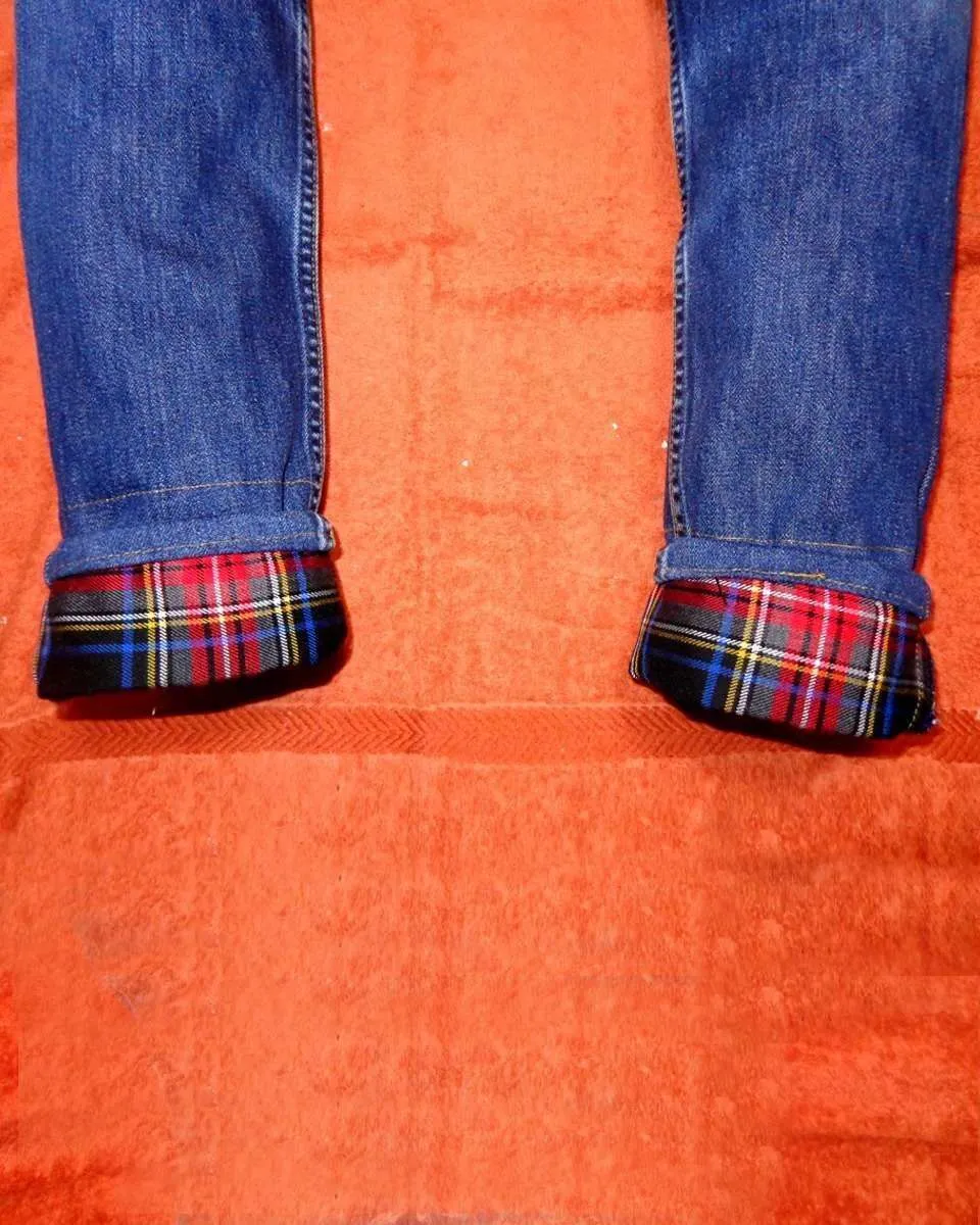 Never Say Never Levi's Vintage Scozzese jeans tasche remake