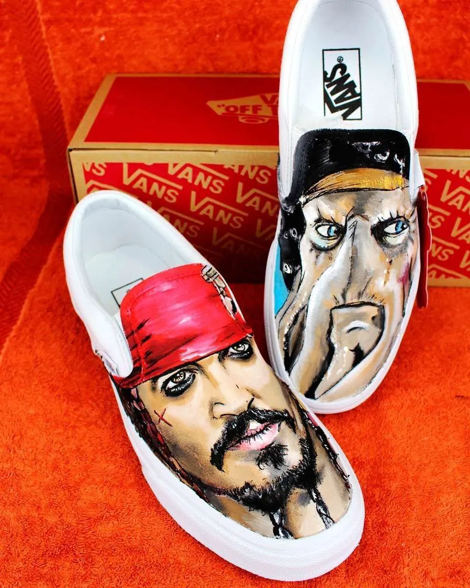 Vans Slip-On Pirati dei Caraibi sneakers dipinte a mano