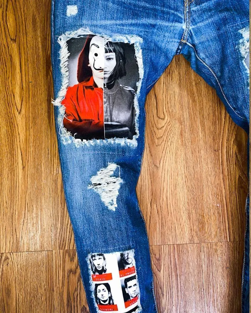 Never Say Never La Casa di Carta jeans Levis vintage con tessuto