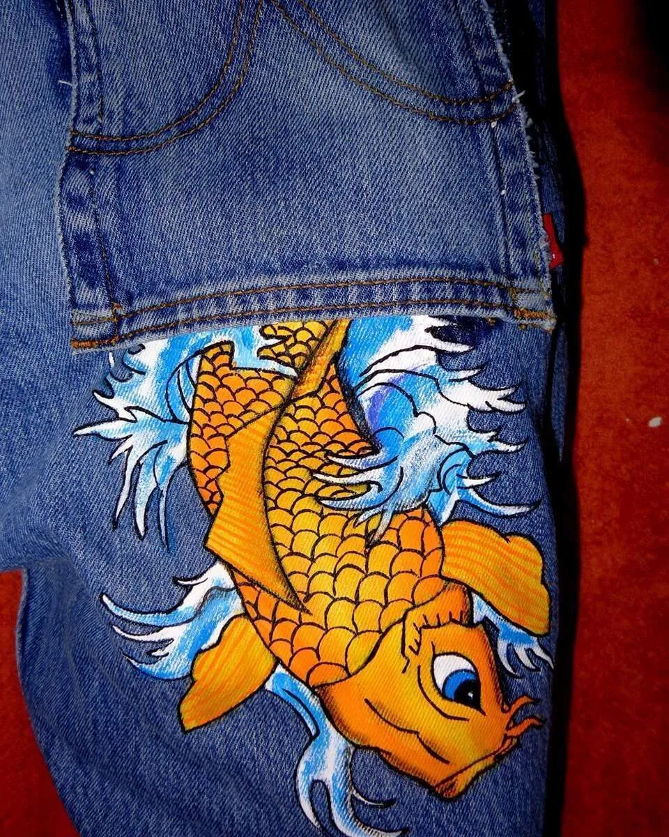 Levi’s Vintage Carpa Koi jeans dipinti a mano giapponesi