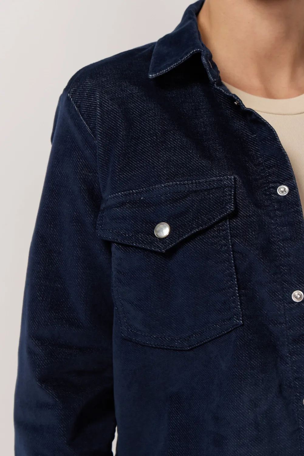 Acquaverde Topaze Camicia Velluto Indigo Ampia