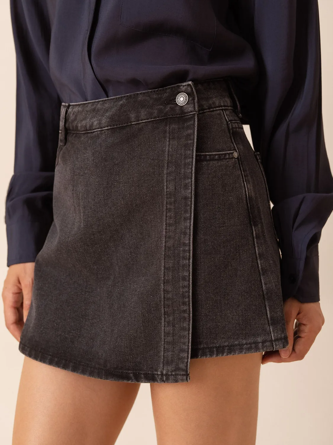 Oraije Jadene Gonna Shorts Denim Donna Grigia Trapezio