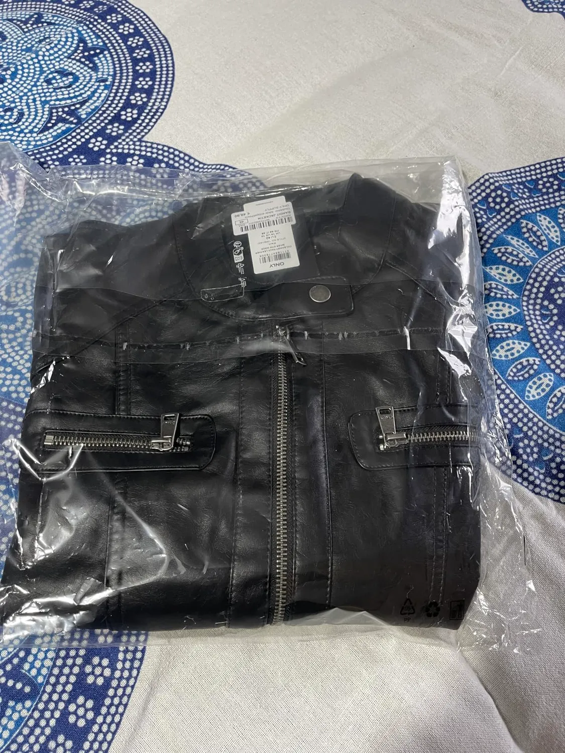 ONLY Mao Giacca Pelle Donna S Nera Collo Coreano