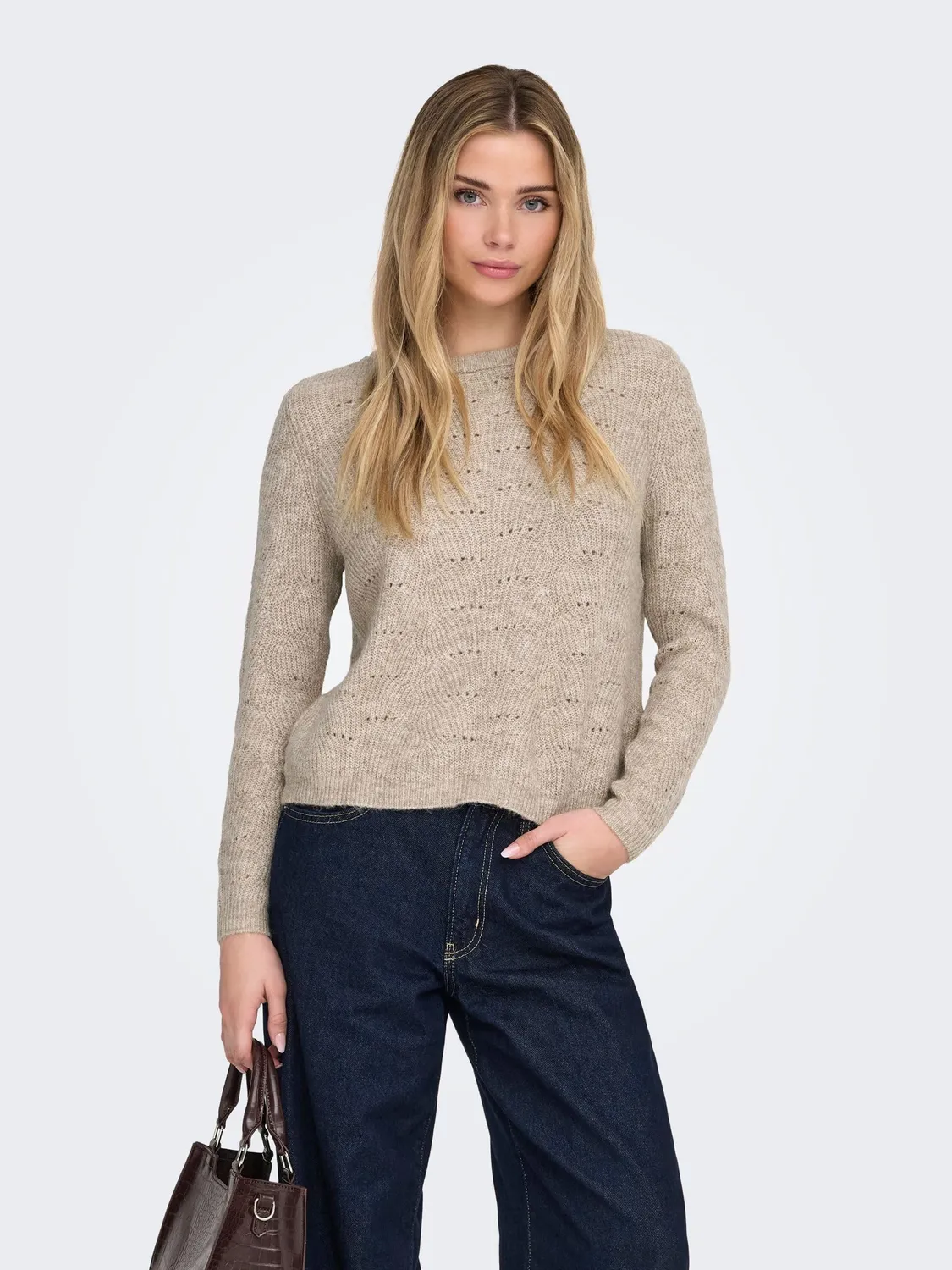 ONLY Onllolli pullover maglia donna taupe gray