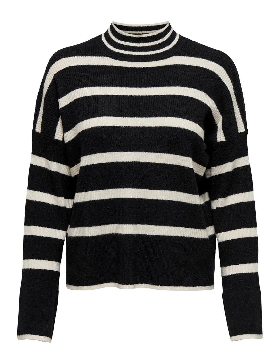 ONLY ONLIBI maglione donna nero girocollo righe