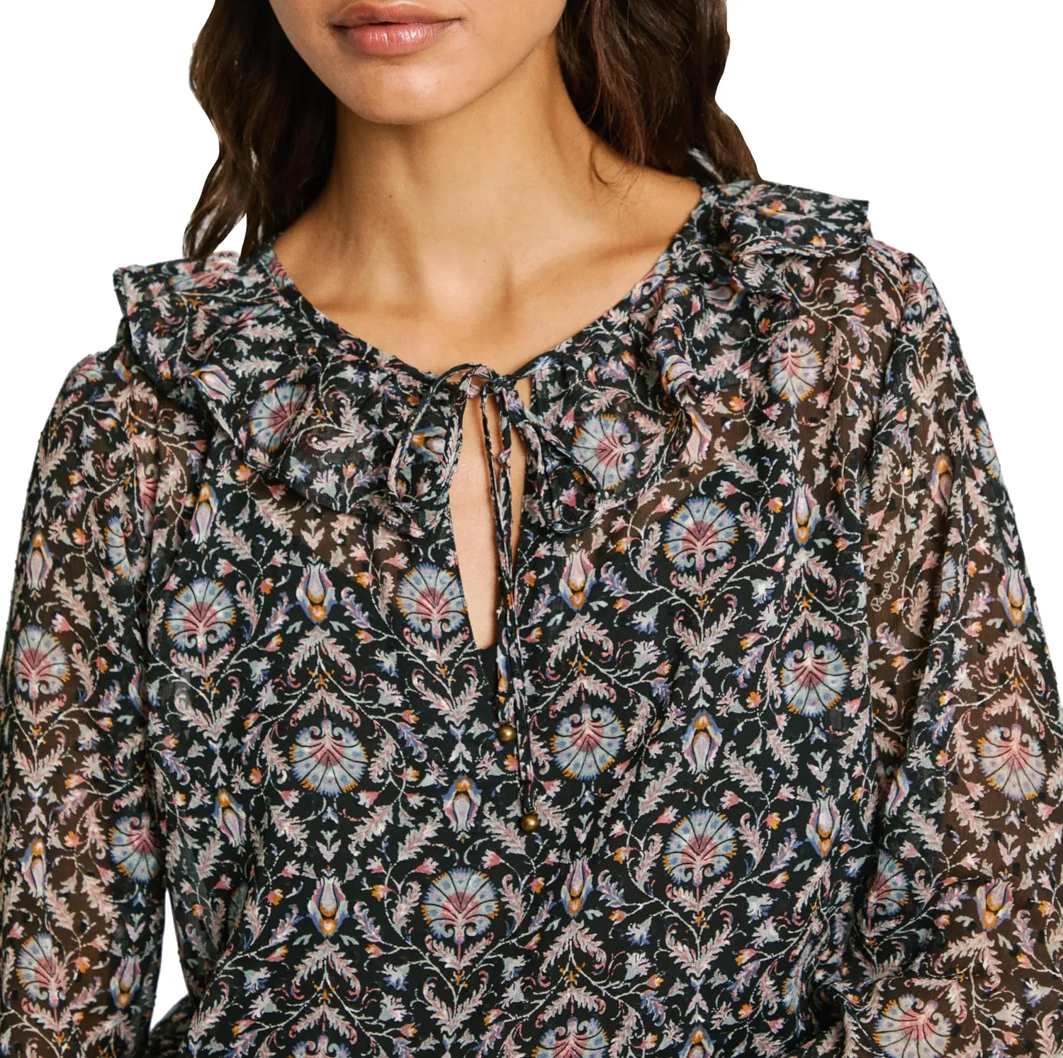 Pepe Jeans camicetta donna manica lunga chiffon volant