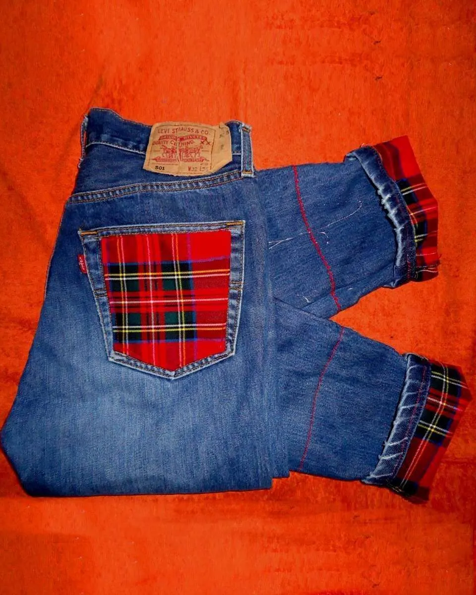 Never Say Never Levi's Vintage Scozzese Rosso jeans tessuto