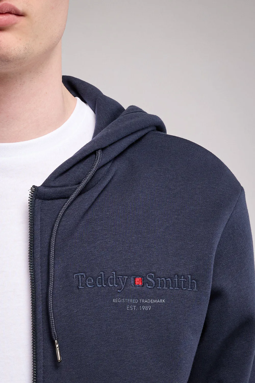 Teddy Smith Giclass Jim HZ felpa zip cappuccio blu navy uomo