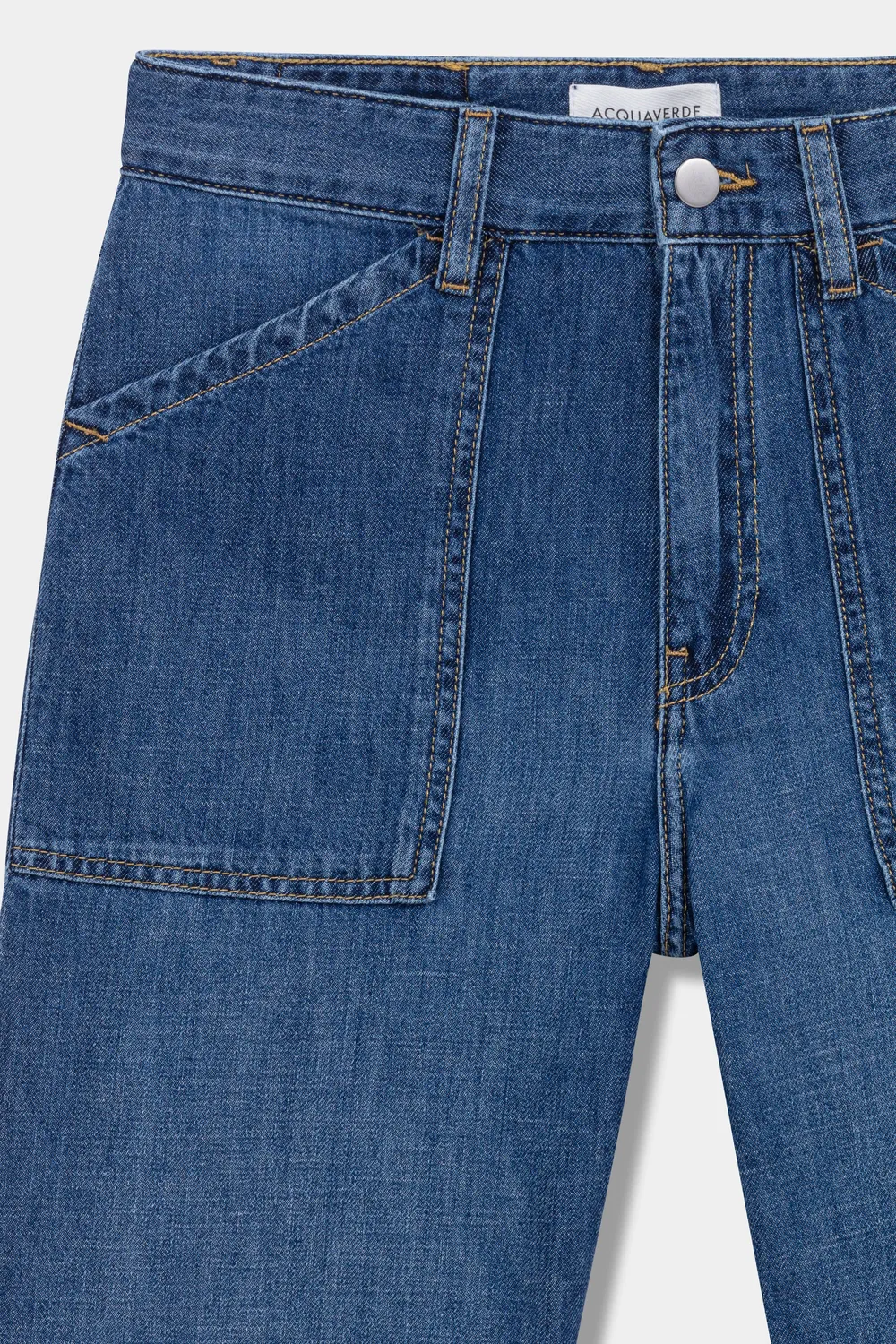 Acquaverde Eddy Worn jeans larghi vita alta